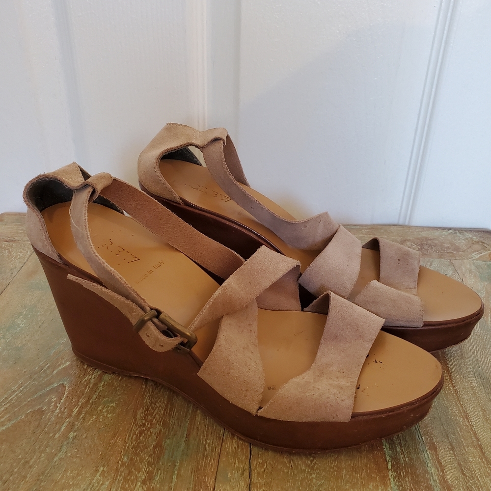 J. Crew Suede Taupe Wedges